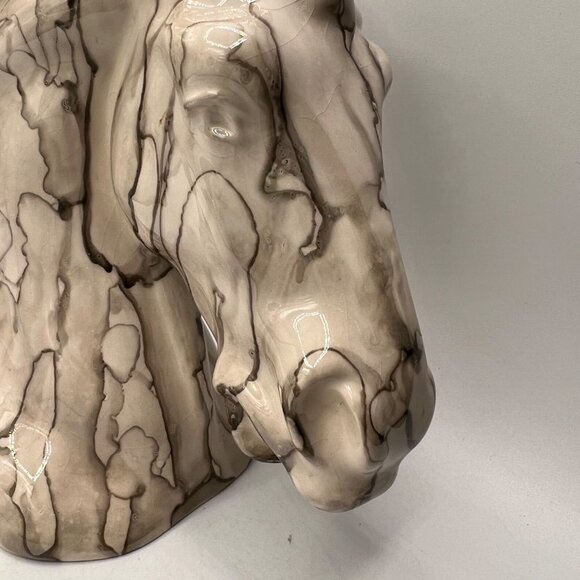 Handcrafted Homemade Hand Glazed Marble Horse Head Sculpture- Home Decor- Table - Picture 2 of 10